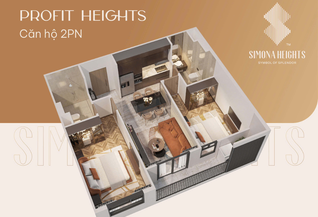 Căn hộ 2 phòng ngủ tại Simona Heights dành cho gia đình trẻ với ban công rộng rãi