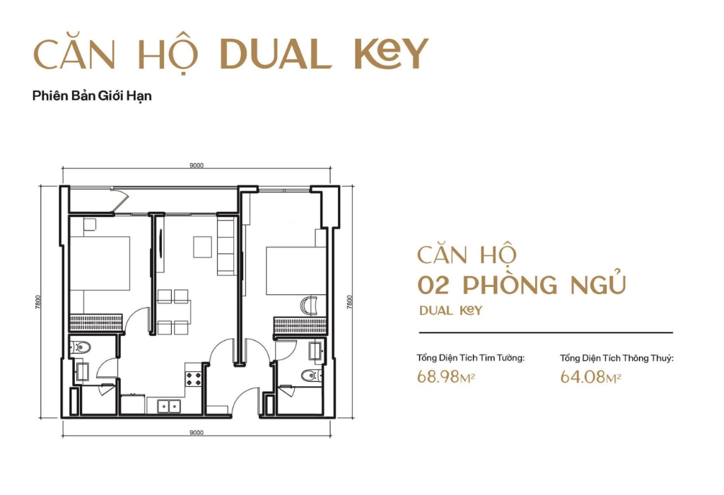 Căn hộ Dual Key 2PN Simona Heights với thiết kế chia đôi linh hoạt