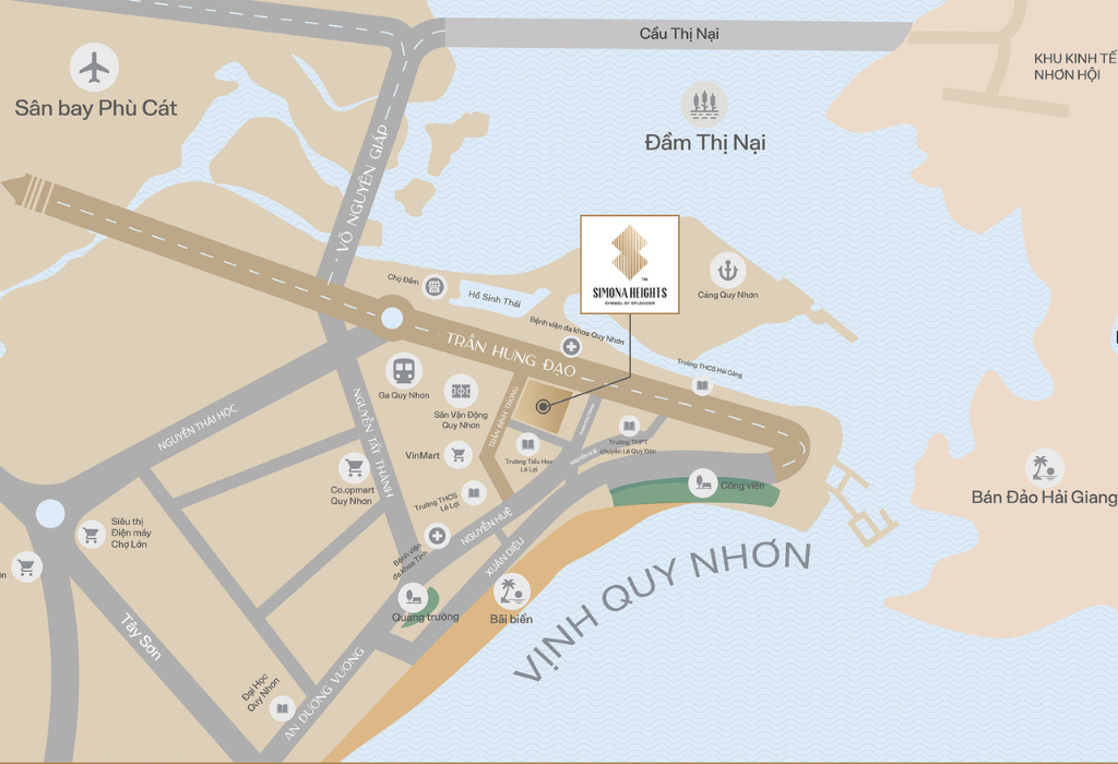 Bản đồ vị trí dự án Simona Heights trung tâm thành phố Quy Nhơn